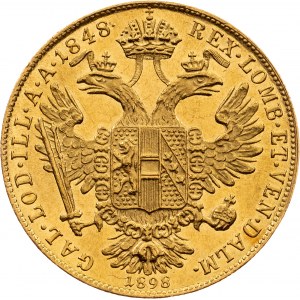 Ducat 1848 - 1898 head left, EF+/UNC