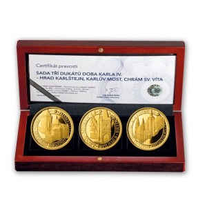 Set of three gold ducats from the time of Charles IV., 2014, Proof