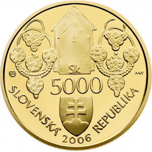 Replika dukátu Mojmíra II., 5000 Sk 2006, Proof