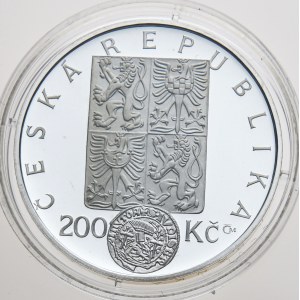 ČR, 200 Kč 2000, 700. výročí měnové reformy Václava II. a zahájení ražby pražských grošů, Proof
