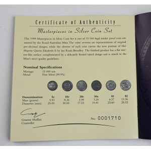 Austrálie Sada Masterpieces in Silver 1999, Proof