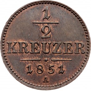 Fr. J. I., 1/2 krejcar 1851 A