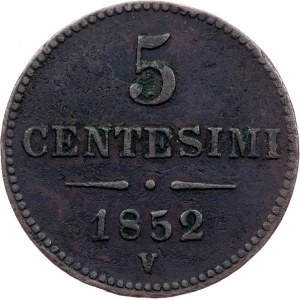 Fr. J. I., 5 centesimi 1852 V