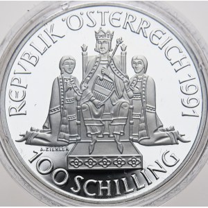 100 Schilling 1991,Rudolf I., Proof