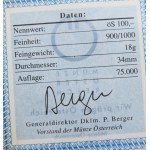 100 Schilling 1991,Rudolf I., Proof