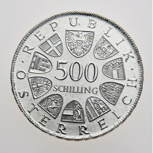 Rakousko, 500 schilling 1980, 25. Jahre Staatsvertrag