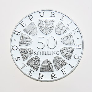 Rakousko, 50 schilling 1974, 1200 Jahre Dom zu Salzburg, Proof