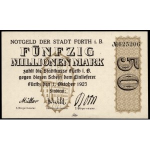 Germany. Fürth 50 Million Marks 1923
