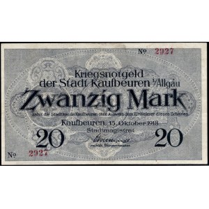 Germany. Kaufbeuren 20 Marks 1918