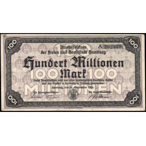 Germany. Hamburg 100 Million Marks 1923