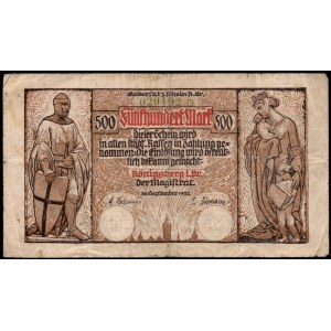Poland. Królewiec (Königsberg) 500 Marks 1922