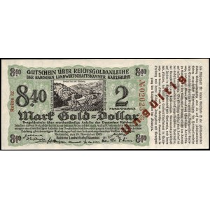 Germany. Baden 2 Dollars 8,40 Goldmark 1923