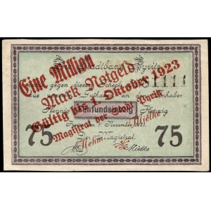 Poland. Pyrzyce 1 Million Marks 1923 Over 75 Fenigow 1921