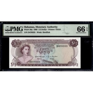 Bahamas. 1/2 Dollar 1968