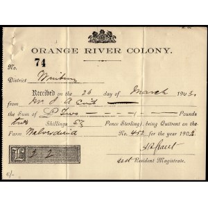 South Africa. Check Orange River Colony 2 Pounds 1903