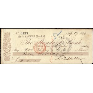 Afrique du Sud. Vérifier Standard Bank 3 Pounds 1880