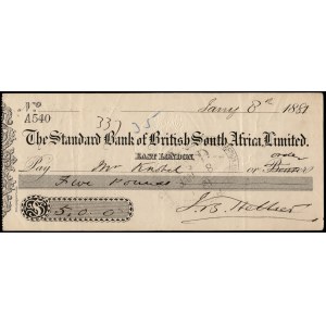 South Africa. Check Standard Bank 5 Pounds 1881