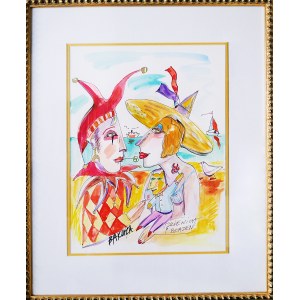 Hanna Bakuła,  La vierge et le bouffon , aquarelle sur papier A3, 2022.