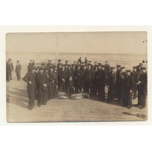Fotografia Żołnierze / Orkiestra / MARYNARKA WOJENNA II RP / Gdynia / II RP 14x9 cm.