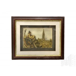 Anton Pieck (1895-1987) - “Artysta Na Szczycie Dachu” (1968 r.), Diorama z Papieru