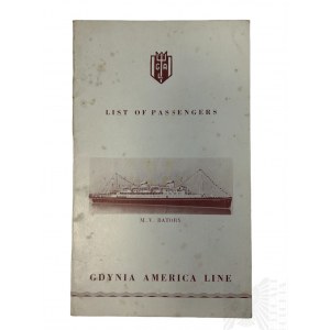 PRL, 1957 r. - Broszura Lista Pasażerów Rejsu M.V. “Batory”, Montreal-Southampton-Kopenhaga-Gdynia, 12 XI 1957