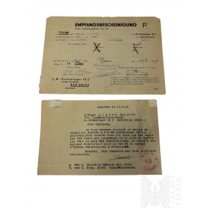 II WŚ, Niemcy, 1945 r. - Dokument Potwierdzenie Odbioru Darów Miłości (Liebesgaben), Stalag IX-C; List Potwierdzający Przyjęcie Darów, Adresowany do Zarządcy Stalag IX-C