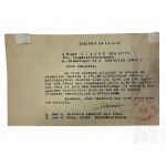 II WŚ, Niemcy, 1945 r. - Dokument Potwierdzenie Odbioru Darów Miłości (Liebesgaben), Stalag IX-C; List Potwierdzający Przyjęcie Darów, Adresowany do Zarządcy Stalag IX-C