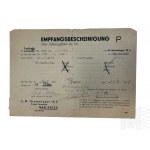 II WŚ, Niemcy, 1945 r. - Dokument Potwierdzenie Odbioru Darów Miłości (Liebesgaben), Stalag IX-C; List Potwierdzający Przyjęcie Darów, Adresowany do Zarządcy Stalag IX-C