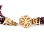 7 garnet beads strand necklace with diamond