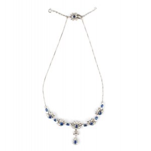 Floral sapphire diamond necklace