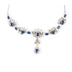 Floral sapphire diamond necklace