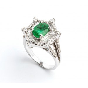 Emerald diamond gold ring