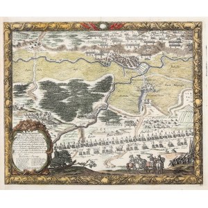UJŚCIE. Plan bitwy pod Ujściem (24-25 lipca 1655), stoczonej między armią szwedzką, a szlachtą wielkopolską i piechotą łanową; Dahlbergh, 1697 r.