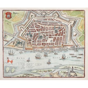 RYGA (łot. Rīga). Widok miasta z lotu ptaka; M. Merian, M. Zeiller, 1652 r.