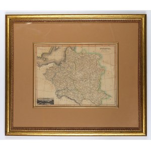 POLSKA, LITWA. Mapa Polski, Litwy i Ukrainy oraz panorama Gdańska; rys. Wyld, ryt. Hewitt, ok. 1821.
