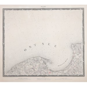 POMORZE, GDAŃSK. Mapa części Pomorza z Gdańskiem i fragmentem Bałtyku; oprac. J.E. Woerl, lit. B. Herder, 1838.