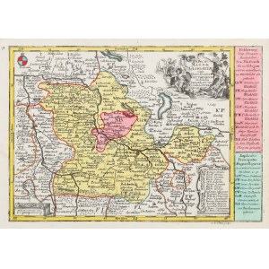 GŁOGÓW. Mapa Księstwa Głogowskiego; ryt. G.F. Lotter, pochodzi z: Atlas Minor [...], wyd. T.C. Lotter, 1750.