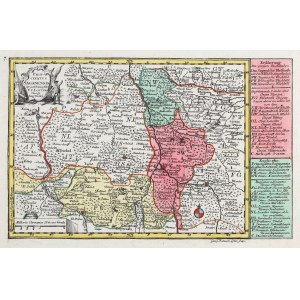 ŻAGAŃ. Mapa Księstwa Żagańskiego; ryt. G.F. Lotter, wyd. T.C. Lotter, ok. 1774.