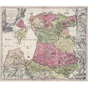INFLANTY. Mapa Inflant; ozdobny kartusz tyt.; ryt. i wyd. M. Seutter, ok. 1735.