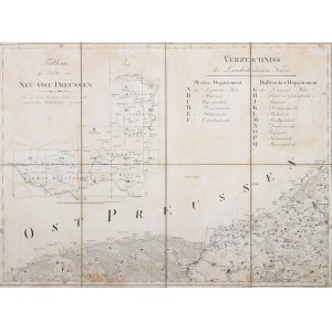 KOLNO, SZCZUCZYN, NEW EAST PRUSSIA. Map of Kolno area; section IV - tableau of large format map; eng. H. Kliewer and C. Mare, compiled by. J.C. Textor, published by D.F. Sotzmann, 1808.