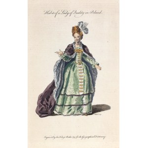 I RZECZPOSPOLITA. Polska dama dworu; ryt. J. Hall, pochodzi z: J. Barrow, A New Geographical Dictionary, wyd. J. Coote, 1760.