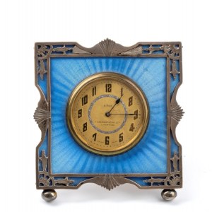 William Comyns & Sons Ltd (Richard Comyns), William Comyns & Sons Ltd (Richard Comyns) Art Déco sterling silver and enamel table clock