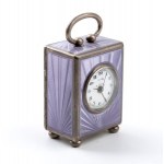 JTC Art Déco silver and enamels table alarm clock
