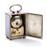 JTC Art Déco silver and enamels table alarm clock