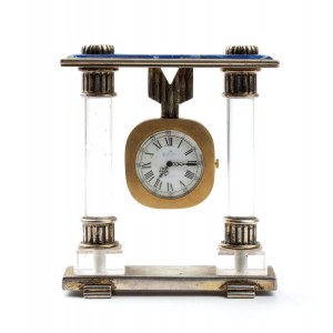 Silver and rock crystal table clock