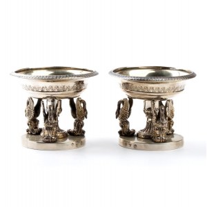 Caber Emanuele Pair of Italian silver salt cellars