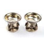 Caber Emanuele Pair of Italian silver salt cellars