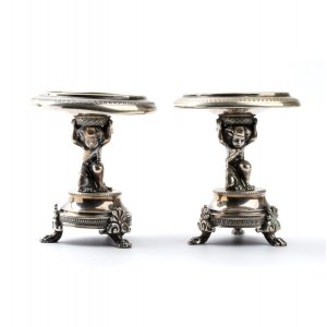 Caber Emanuele Pair of Italian silver salt cellars
