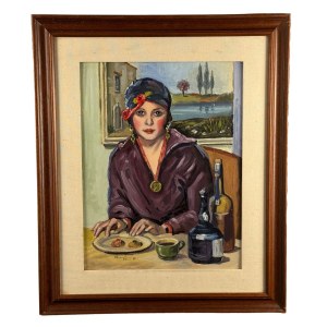 UNIDENTIFIED SIGNATURE, Woman Seated at a Table