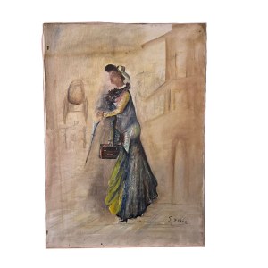 UNIDENTIFIED SIGNATURE, Elegant woman with a parasol